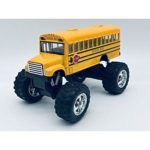 MONSTER TRUCK YELLOW SCHOOL BUS DIECAST VEHICLE KINSFUN 5”